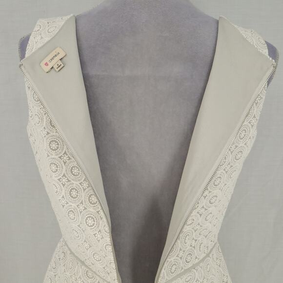 Cremieux Dress Womens 6 Gray Ivory Cotton Lace Embroidered Lined Party Wedding - Picture 12 of 12